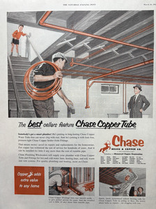 1955 Chase Copper Brass Tubing Cellars Kennecott Corp Household VTG Print Ad