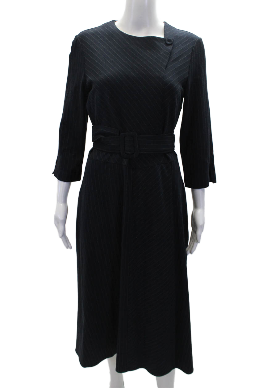 Marella Womens Striped Dress Blue Size 8