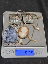 Mixed Lot Of Vintage Sterling 925 Native American Cameo Pin/Pendant 57.5 GRAMS