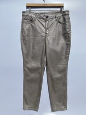 Tommy Bahama Balboa Mist Metallic Denim High Rise Ankle Stretch Jeans 14 x 28