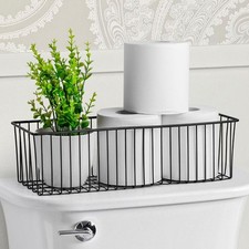 Toilet Paper Basket  1 Pack - Black Wire Basket Metal Basket for Bathroom