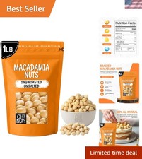Healthy 1 lb Dry Roasted Macadamia Nuts - Sustainably Sourced Delicious
