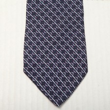 Brooks Brothers 346 Tie Mens Blue Silk Chain Link Geometric Made In USA Classic