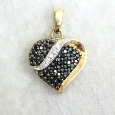 Black Diamond Heart 0.50ct 9ct Yellow Gold Pendant
