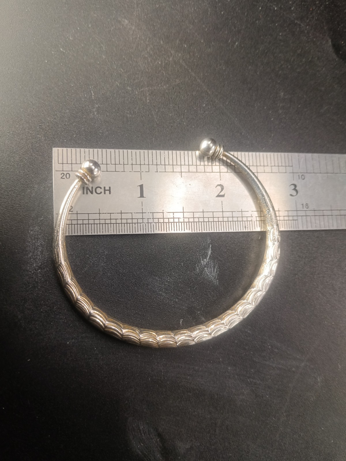 Sterling Silver Torque Bangle Engraved Vintage So… - image 7