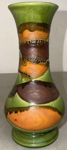 Vintage Royal Haeger Textured Green Earth Wrap Vase Mid Century Modern 11”