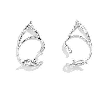 2Pcs Gothic Elf Ear Cuffs - Cute Fairy Cat Ear Wrap Non-Pierced Fake Earrings Ca