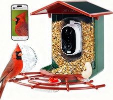 Bird Feeder with Camera, 2K HD, Auto AI Identify 2800 Birds, Solar-Powered, Nig