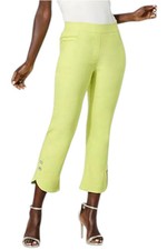 Antthony Women's Stretch Crop Pant with Button Hem Detail Pear