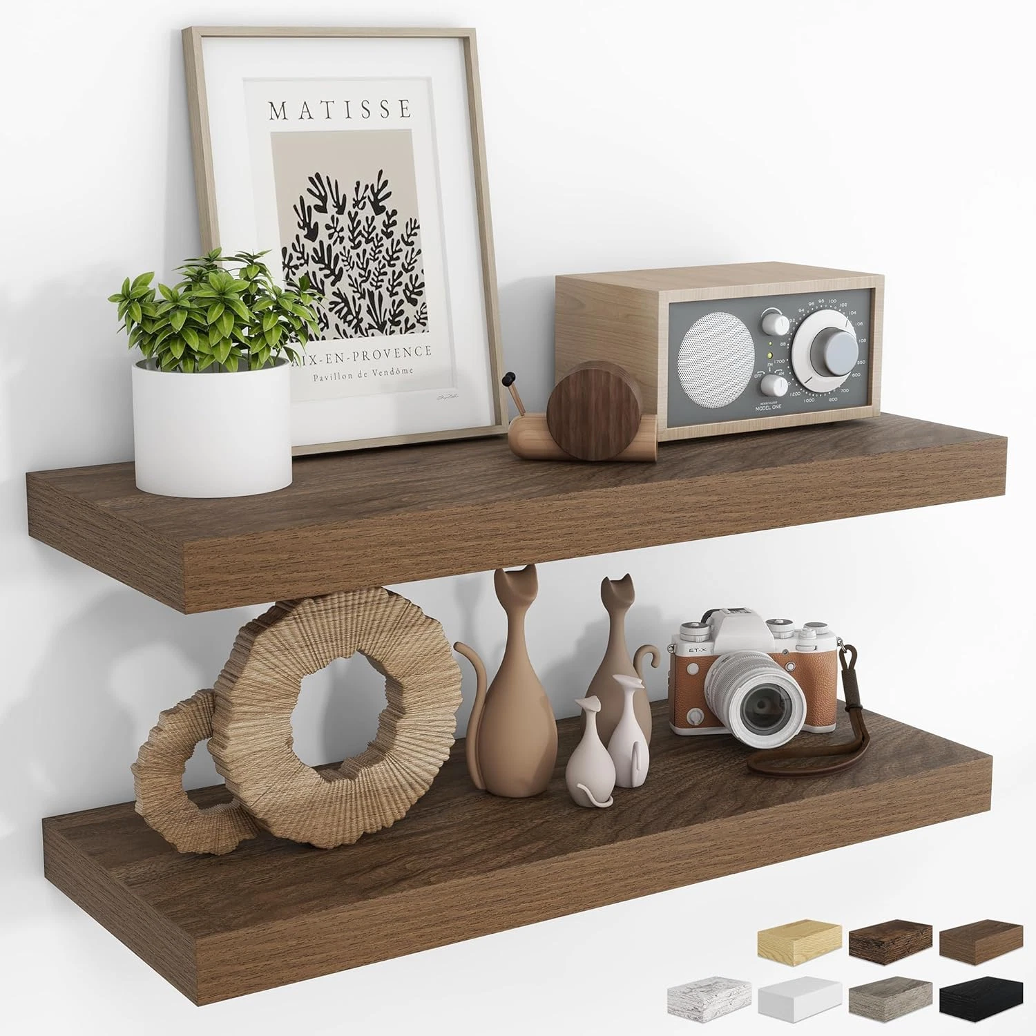 Rustic 31.5" Floating Shelves - 2 Pack Wall Mounted for Home Decor & Storage