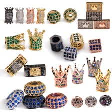 5/10pc Brass Micro Pave Cubic Zirconia Ball Crown Beads Loose Spacer Bead Craft