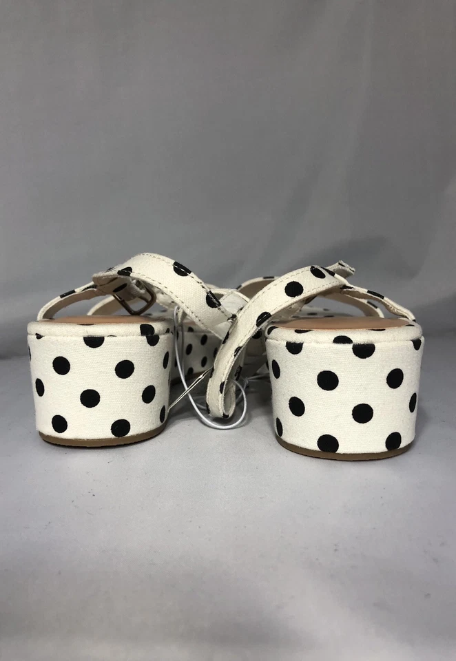 Zapatos planos con correa sin cordones a lunares azul marino antiguo Foto 3 de 4