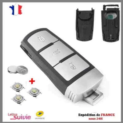 CLÉ POUR VW PASSAT B6 TDI TSI VARIANT CC CLE COQUE +CR2032 BATTERIE + 3 SWITCH
