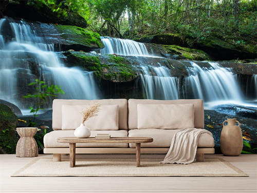 3D Green Forest Creek Self-Adhesive Wall Murals Poster Wallpaper for Bedroom - Picture 4 of 5