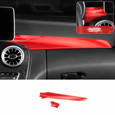 For Benz C-Class W205 2015-2021 ABS Red Central Console Instrument Strip Trim 2x