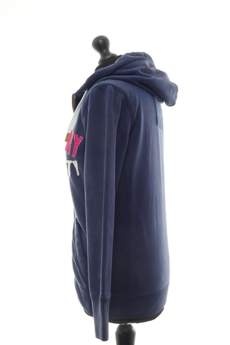 Superdry Damen Sweatjacke M blau dunkelblau Applikation Zip Kapuze + Baumwolle - Bild 4 von 5