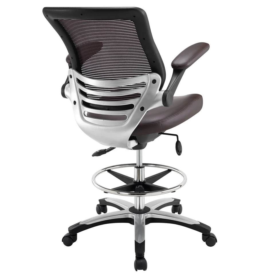 Modway Ergonomic Adjustable Swivel Mesh Tall Office Desk Drafting Chair in Brown - Image 4 of 4
