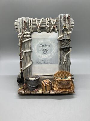 FISHING PICTURE FRAME TROUT RAINBOW LODGE RESIN 3.5x5 Photo ELIZABETH ANDREWS