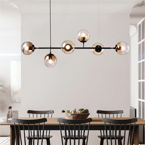 Lampadario a Sospensione Nero oro a 6 sfere fumo Lampadari Moderni per Soggiorno - Foto 6 di 14