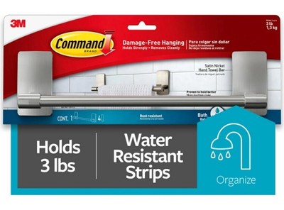 3M Command Towel Bar, Satin Nickel