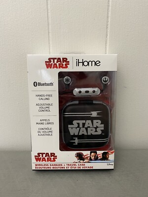 Star Wars NEW! iHome Bluetooth Wireless Earbuds + Travel Case Mic/Volume Remote