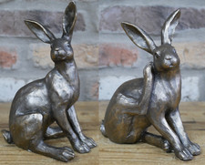 Hare ornament statue figurine bronze effect choice 2 styles wildlife lover gift