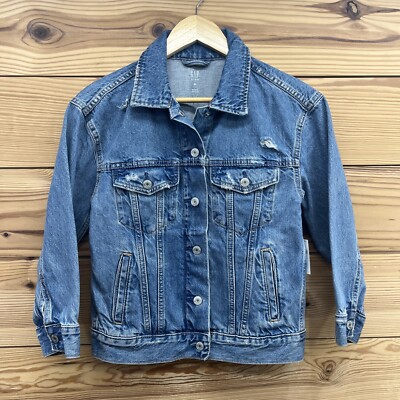 Gap Kids Jean Jacket Medium 8 Oversized Denim Snap Up 100% Cotton 2022 NWT B146