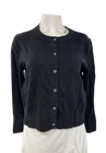 KATE SPADE NEW YORK WOMEN JEWEL BUTTON CROPPED CARDIGAN BLACK SIZE L