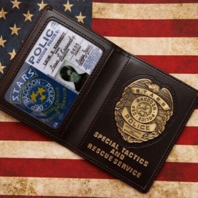 Resident Evil Stars Leon Police Metal Badge With Id Wallet Holder Case