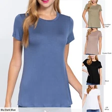 Active Basic 10071 Rayon Jersey Crew Neck Short Sleeve Top JUNIOR SIZE S M L