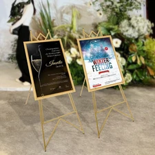 2pcs Steel Easel Stand, Display Stand for Wedding Gold Easel Tripod Poster Easel