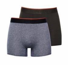 Superdry Mens New Double Pack Boxer Shorts Mid Length Underwear Khaki Green Grey