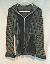 Women Two Piece Blue Striped Velvet Pant Suit Hooded Jacket S