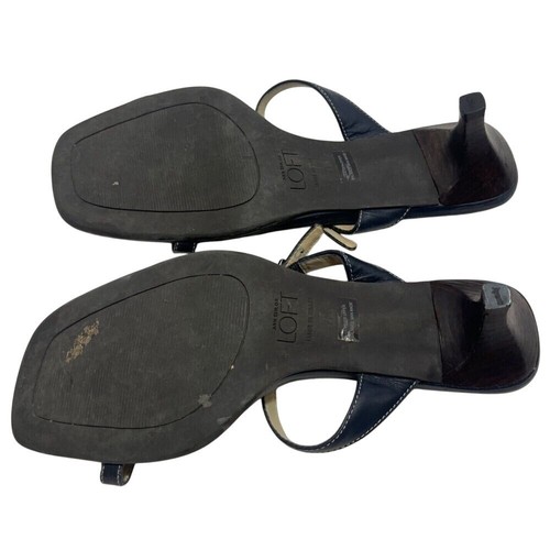 Ann Taylor Loft Leather Strap Slip On Navy Dress Heels Mules Size 7M Read - Picture 4 of 6