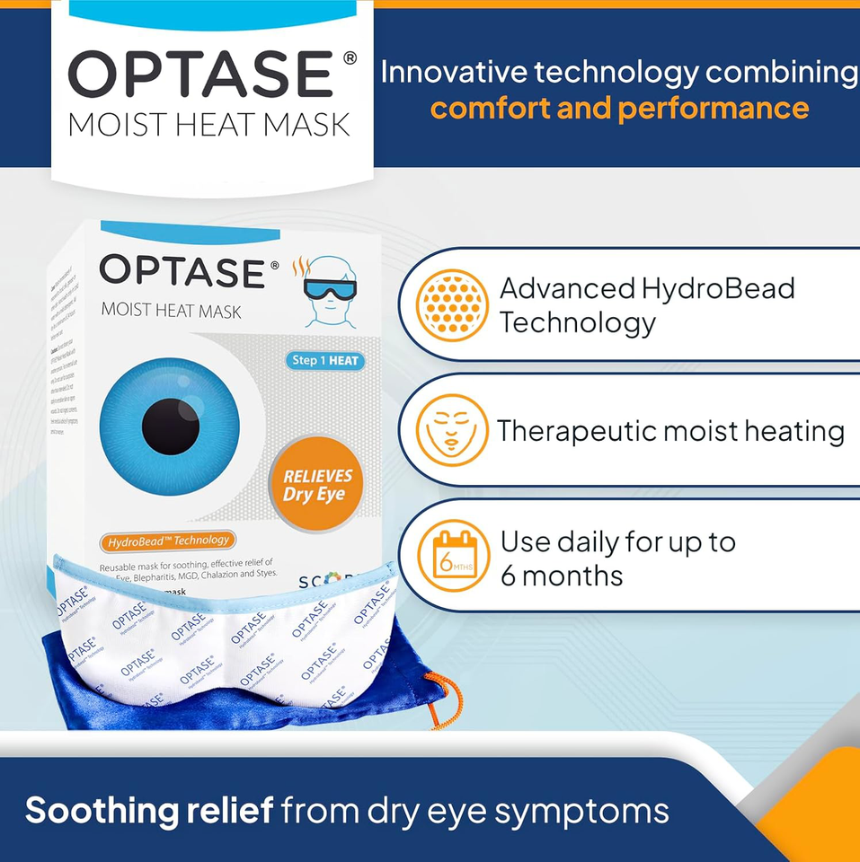 Optase Moist Heat Eye Mask for Dry Eyes Dry Eye Mask with HydroBead