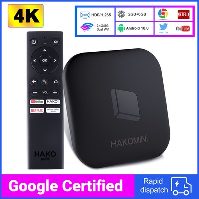 Android TV BOX Smart WLAN6 4K 2+8GB Dolby digital New 4Core for Google Certified