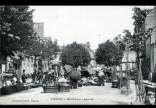 VIERZON (18) Lot de 2 cartes : Marché aux LEGUMES en 1900 / Marché en 1996