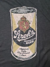 Strohs Bohemian Style Beer Retro Brand Large Tee America's Only Fire Brewed Beer