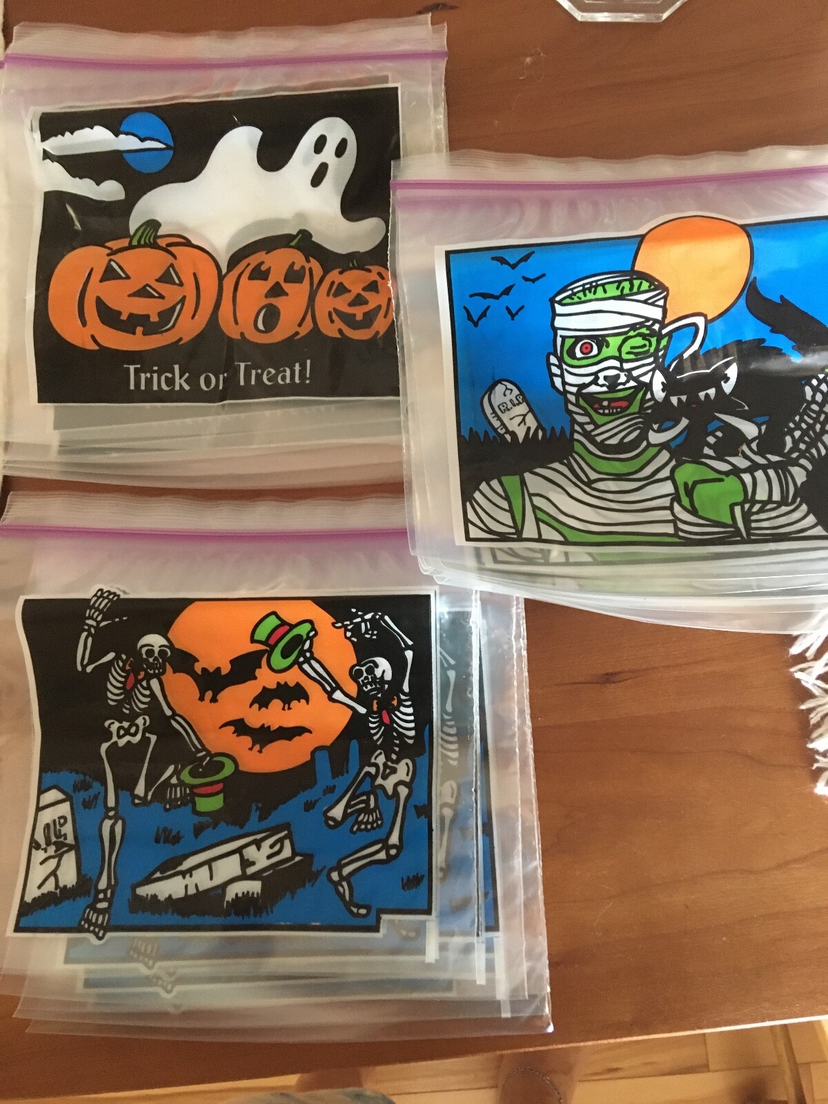 Vintage Halloween Ziploc Sandwich Bags with Ghosts, Frankenstein and