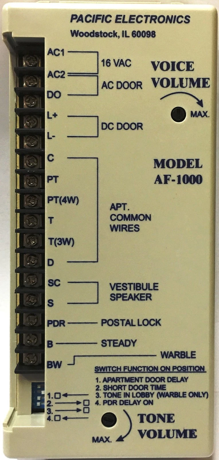 Pacific Electronics AF1000 Intercom Control Amplifier