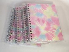 LOT 4 Pep Rally Multicolored Tie Dye Hardcover Spiral Journal W/Dividers 80Sheet