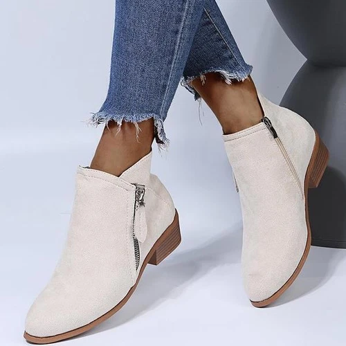 Damen Knöchel Stiefel Schuhe Damen Faux Wildleder Casual Zip Bequeme Schuhe DE - Bild 11 von 27