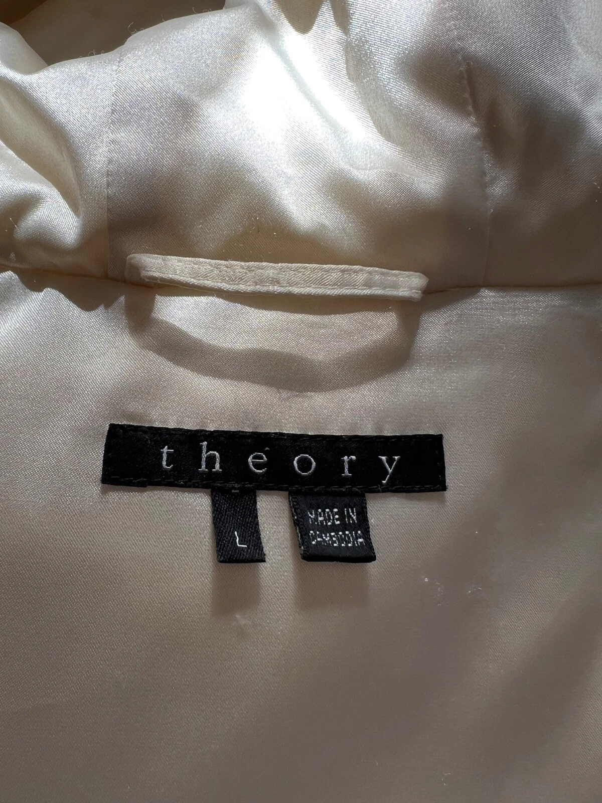 OFF WHITE Piumino donna Theory Off White con cappuccio pelliccia di procione M L tasche zip