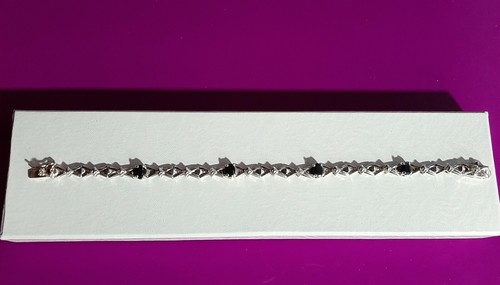 STERLING SAPPHIRE GEMSTONE BRACELET 7.5 4 OVAL STONES ELEGANT with Gift Box - Picture 3 of 7