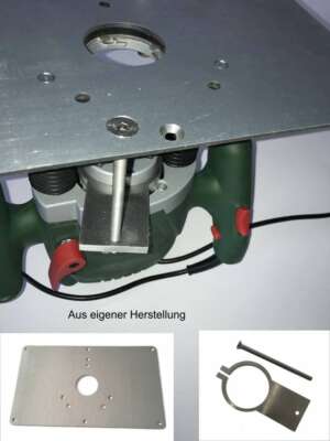 Oberfräsenlift mit Stahl Platte für Bosch POF 1400 ACE Oberfräse