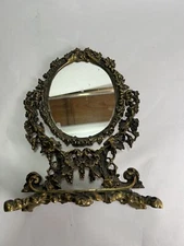 Baroque Mirror, Antique Rococo Table Mirror Brass 24 × 34