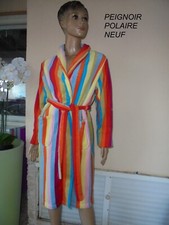PEIGNOIR POLAIRE TRES DOUX A RAYURES MULTICOLORS NEUF T M