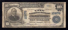 Sylacauga, Alabama, Charter #10879, Series1902, $10.00 Plain Back, 10 Large Note