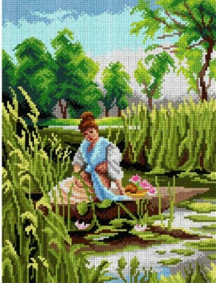 ''Waterside Reflections'' Printed Canvas for Tapestry Needlepoint Orchidea 3038J