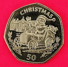 1993 Gibraltar Christmas Large Size 50p Santa in Car, AA die letter - SCARCE